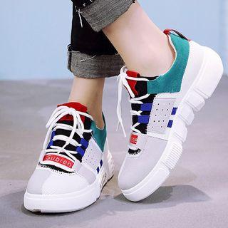 Color Panel Lettering Sneakers