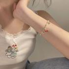 Cherry Faux Pearl Alloy Bracelet Gold - One Size