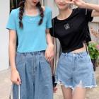 Short Sleeve Asymmetrical T-shirt / Mock Two Piece T-shirt