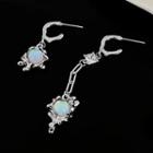 Melting Moonstone Asymmetrical Alloy Dangle Earring 1 Pair - Blue & Silver - One Size