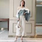 Set: Off-shoulder Loose-fit Top + Pants