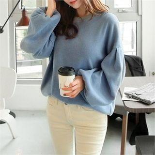 Balloon-sleeve Brushed-fleece Top
