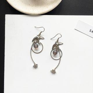 Agate Bead Alloy Bird Dangle Earring 1 Pair - Hook Earring - One Size