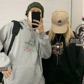 Flower Printed Pocket Hoodie