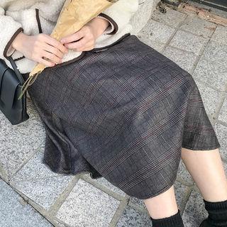 Checked Flannel Midi Flare Skirt (2 Designs)
