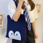Penguin Printed Canvas Tote Bag Dark Blue - One Size