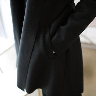 Open-front Wool Blend Flare Coat With Sash