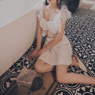 Ruffle Trim Swim Top + Skirt