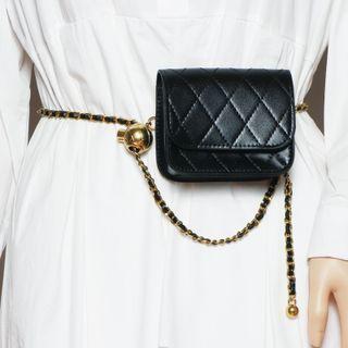 Faux Leather Waist Chain Belt Bag