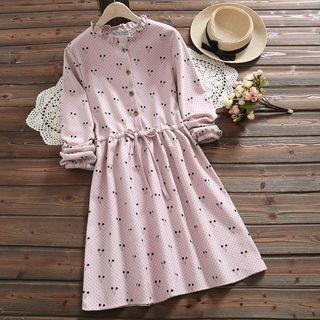 Long-sleeve Cherry Print A-line Dress