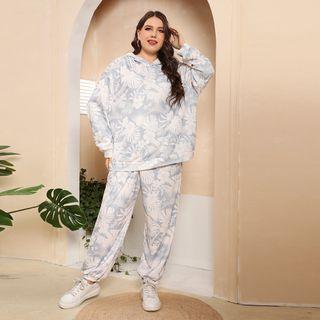 Set: Leaf Print Hoodie + Harem Pants