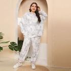 Set: Leaf Print Hoodie + Harem Pants