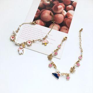 Alloy Rabbit & Flower Bracelet