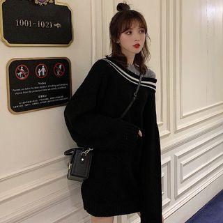 Mock Two-piece Oversize Sweater As Shown In Figure - One Size