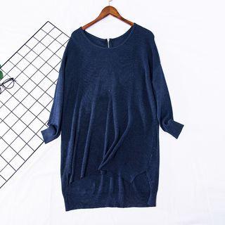 Back Zip Long-sleeve Knit Dress