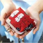 Cat Print Coin Purse Lucky Cat - Red - One Size