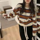 Long-sleeve Striped Cropped Knit Sweater