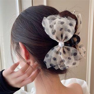 Polka Dot Bow Mesh Hair Clamp