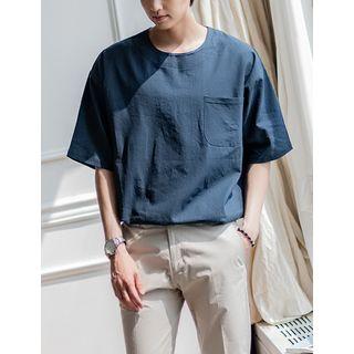 Pocket-front Linen Blend Boxy T-shirt