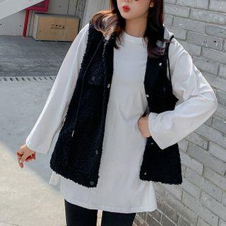 Fleece Button-up Hooded Vest