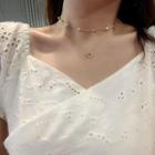 Rhinestone Heart Pendant Layered Choker Necklace 1 Pc - Gold - One Size