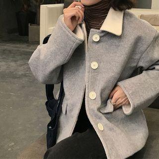 Collared Cropped Button Coat