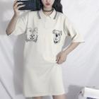 Dog Printed Polo Shirt Dress