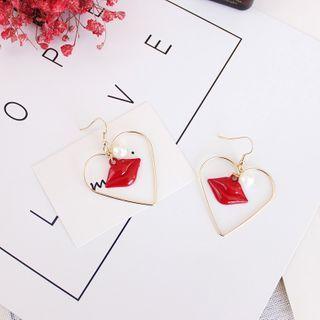 Heart Lips Drop Earring 1 Pair - One Size