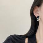 Square Rhinestone Alloy Earring E1246 - 1 Pair - Black & White & Gold - One Size