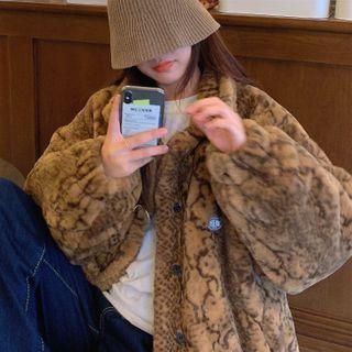 Faux-fur Loose-fit Coat Coffee - One Size