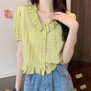 Puff Sleeve Crinkled Shirt