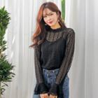 Flounced See-through Lace Top
