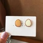 Irregular Glaze Earring 1 Pair - Stud Earrings - White & Brown - One Size