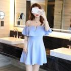 Cold-shoulder A-line Mini Cocktail Dress