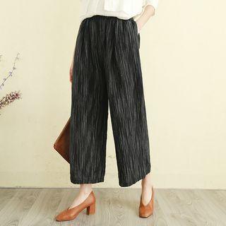 Pinstriped Wide-leg Linen Pants
