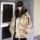 Camo Hooded Padded Coat As Shown In Figure - One Size