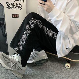 Drawstring Hem Paisley Print Sweatpants