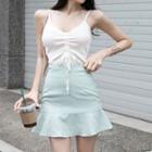 Set: Sleeveless Ruched Top + Skirt