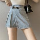 Buckled Denim Mini Skort