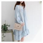 Round-neck Asymmetric Ruffle-hem Dress