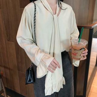 Tie-neck Blouse Almond - One Size