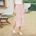 Floral Print A-line Slit Midi Skirt