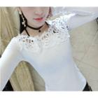 Crochet Trim Long Sleeve T-shirt