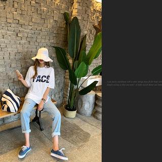 Face Lettered Ripped T-shirt