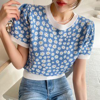 Daisy Pattern Ringer Knit Top