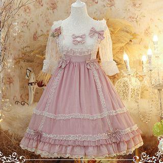 Elbow-sleeve Lace-panel Lolita Dress