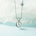 Star Pendant Necklace Necklace - Star - Cat Eye Stone - Silver - One Size