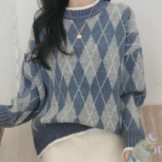Argyle Loose Fit Sweater