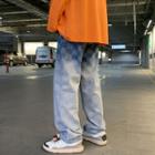 Mid Rise Checkered Loose Fit Jeans