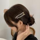 Bear Faux Pearl Alloy Hair Clip Fj042 - Black - One Size